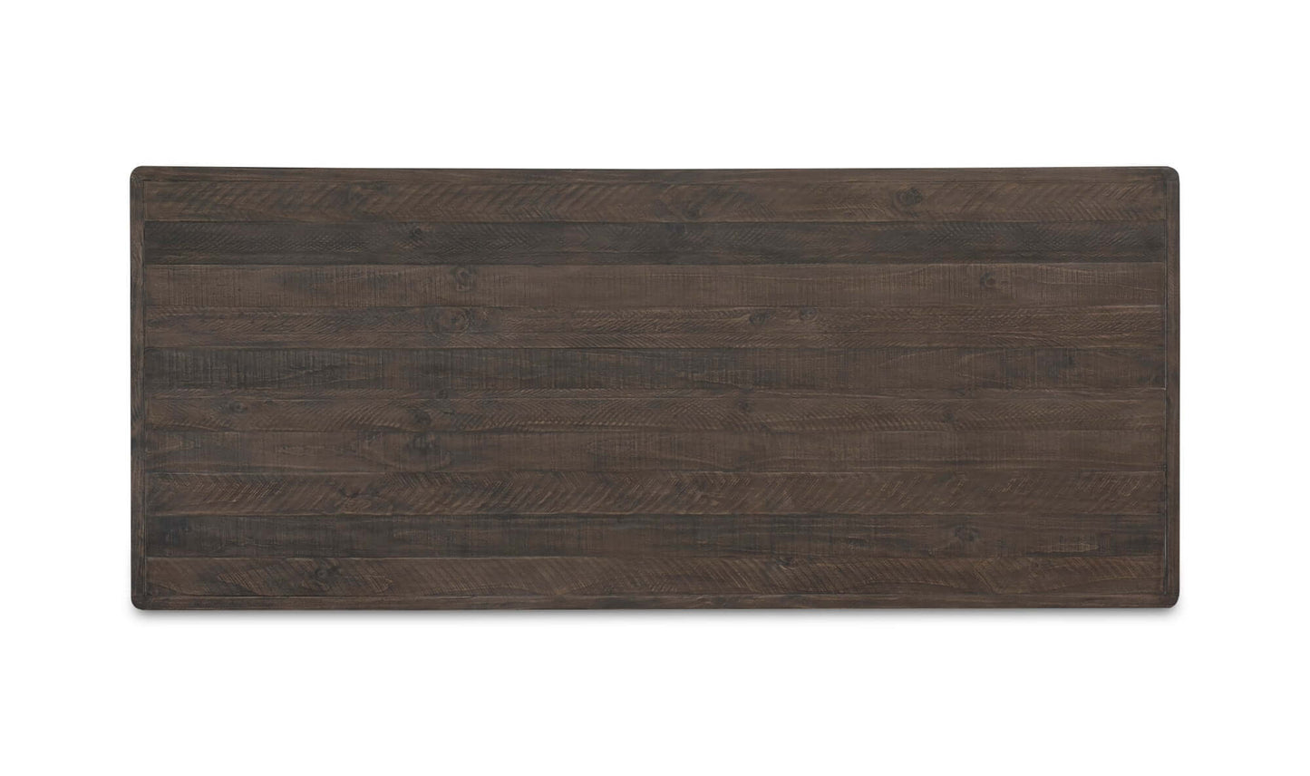 Top-down view of the Monterey Light Grey Dining Table highlighting the wood grain and matte finish.