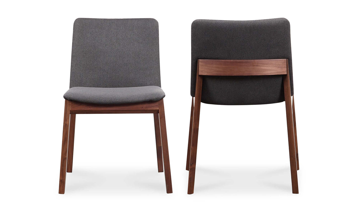 Set of two Deco Walnut Dark Grey Dining Chairs with mid-century modern style