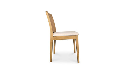 Side view of Orville Natural Dining Chair displaying its sleek, contemporary design.