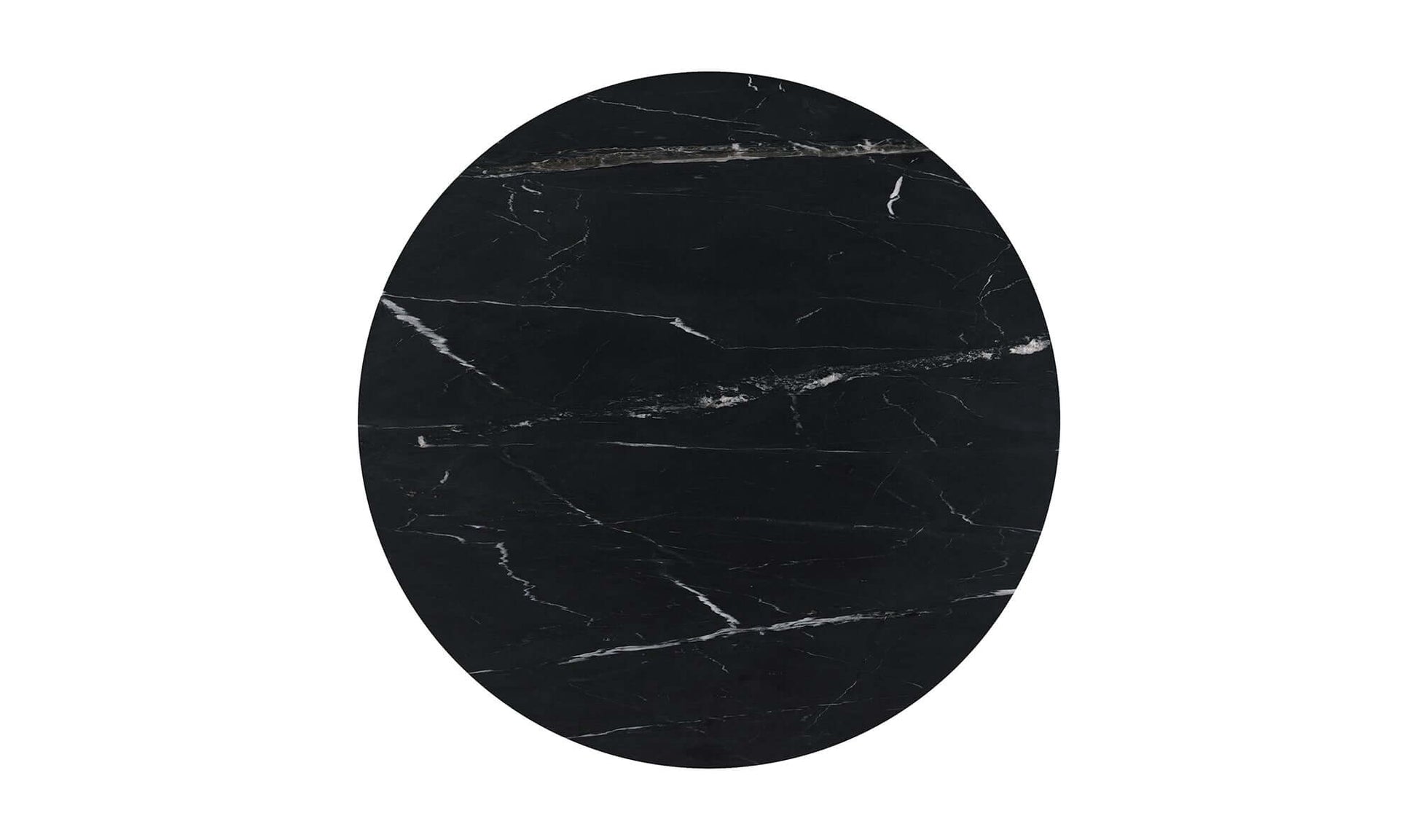 Top view of the Tower Black Marble Dining Table showcasing its unique marble pattern.