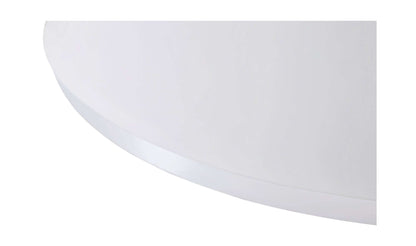 Detail view of the Otago 54” White Round Dining Table's base and high-gloss finish.