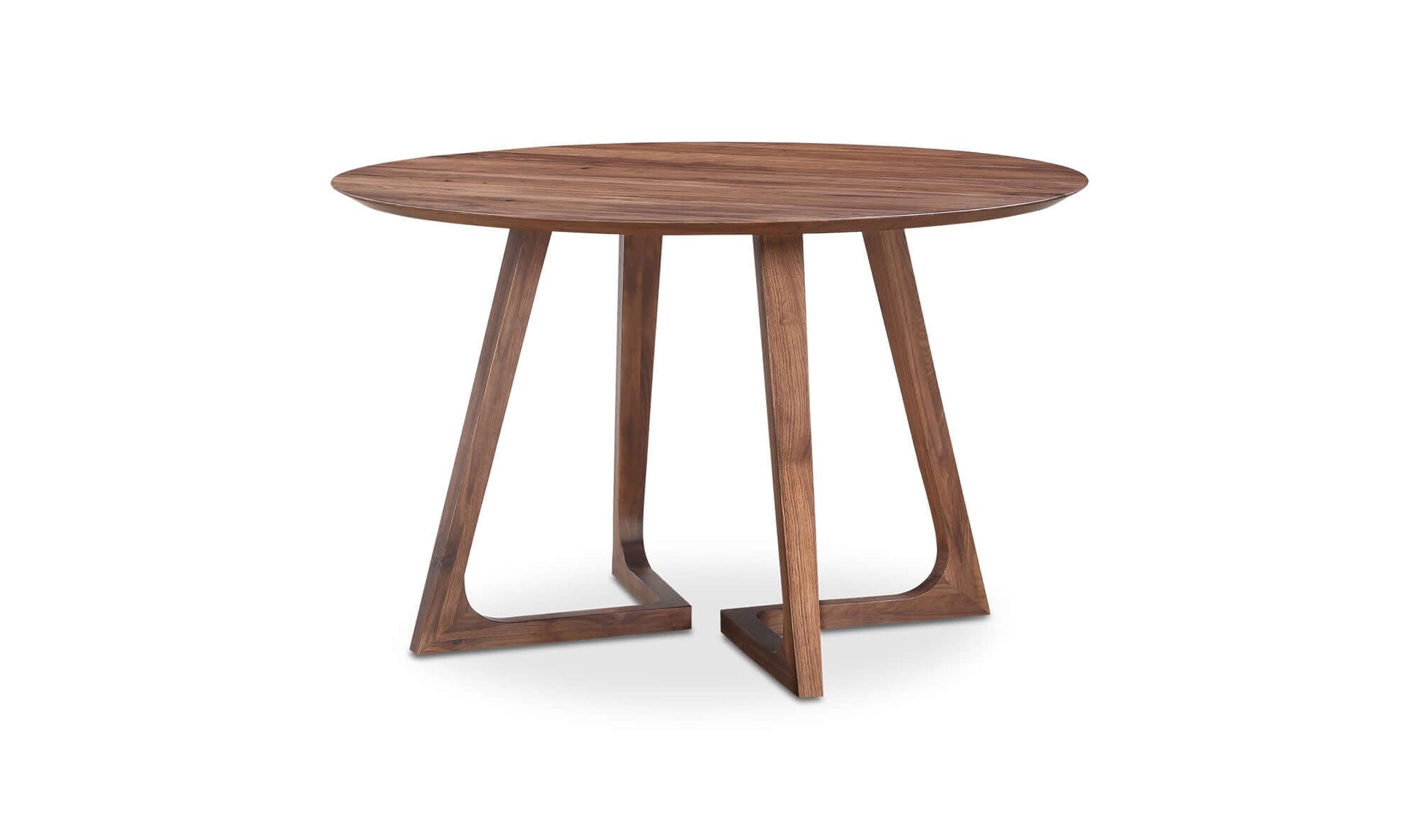 Godenza Round Brown Dining Table emphasizing its round shape and sturdy build