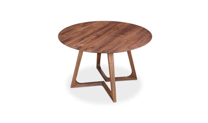 Top view of Godenza Round Brown Dining Table highlighting its circular shape