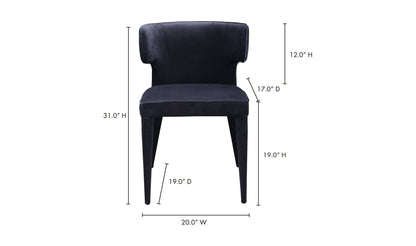 Dimensional illustration of the Jennaya Black Dining Chair for accurate size reference.