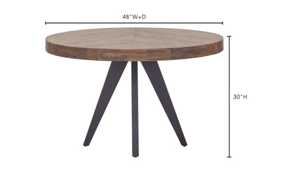 Parq Round Amber Dining Table with 48-inch width and depth, and 30-inch height