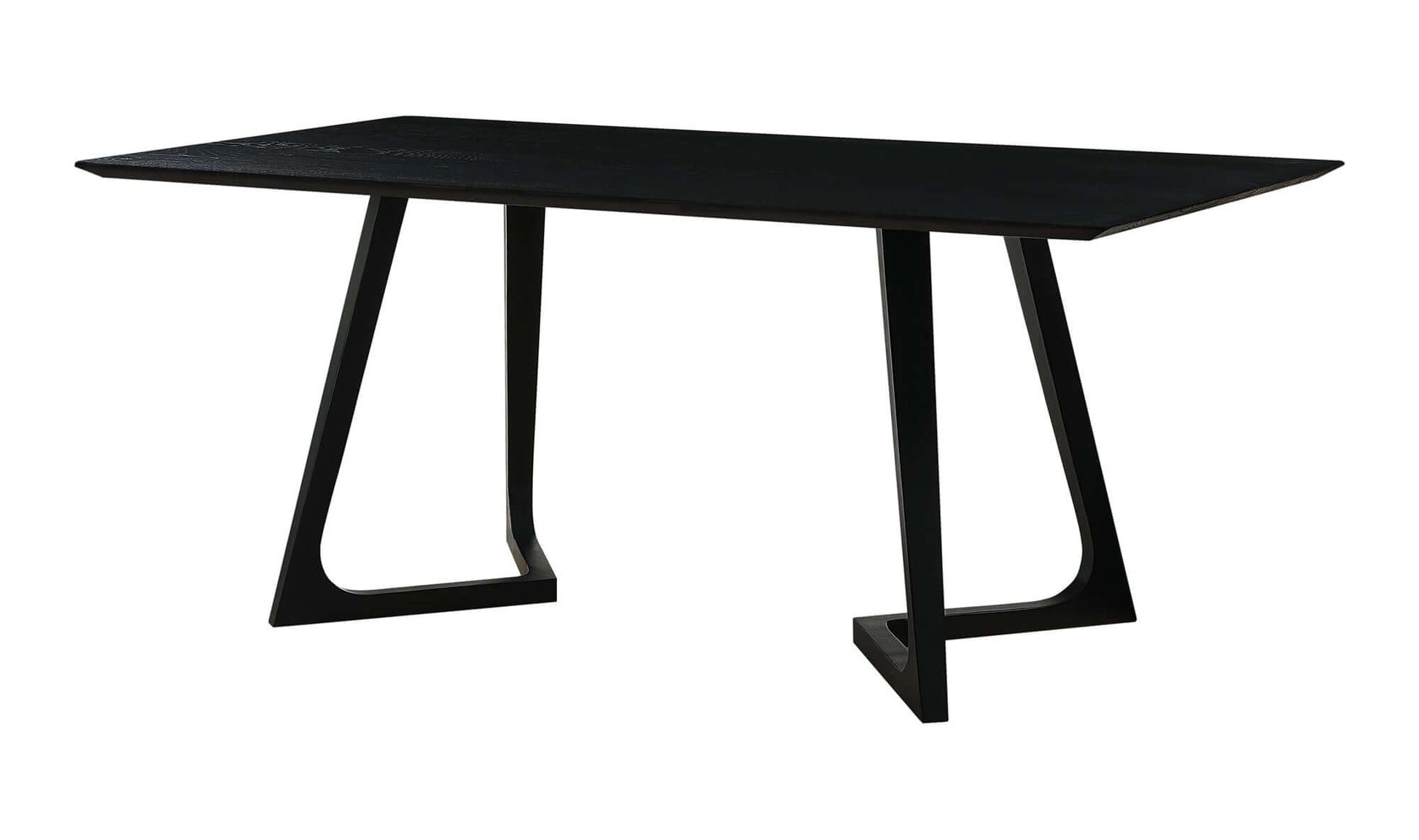 Side view of the Godenza Black Rectangular Dining Table, emphasizing its solid ash wood construction and sturdy base.