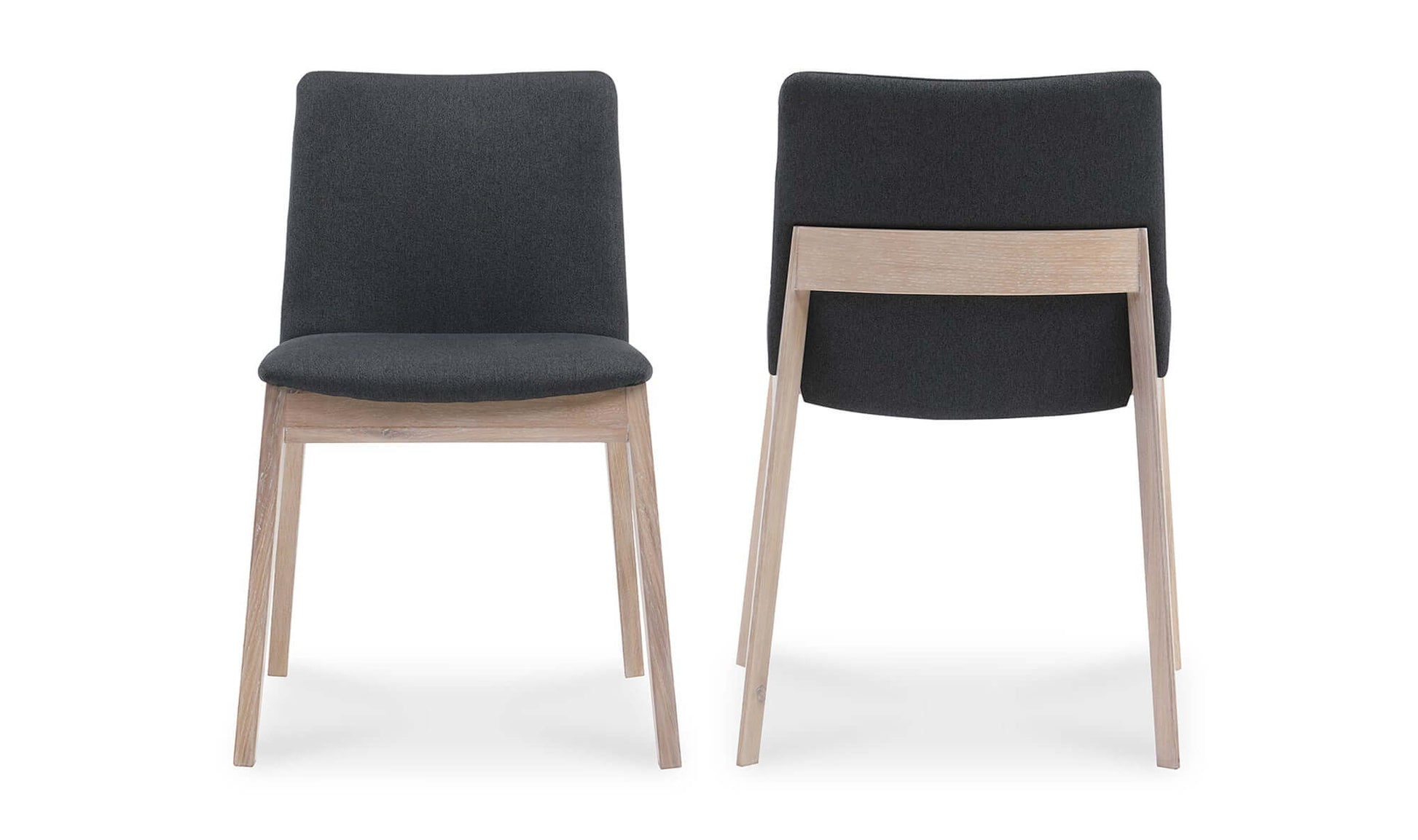  Front and rear views of Deco Dark Grey Dining Chair by Moe's Home Collection.