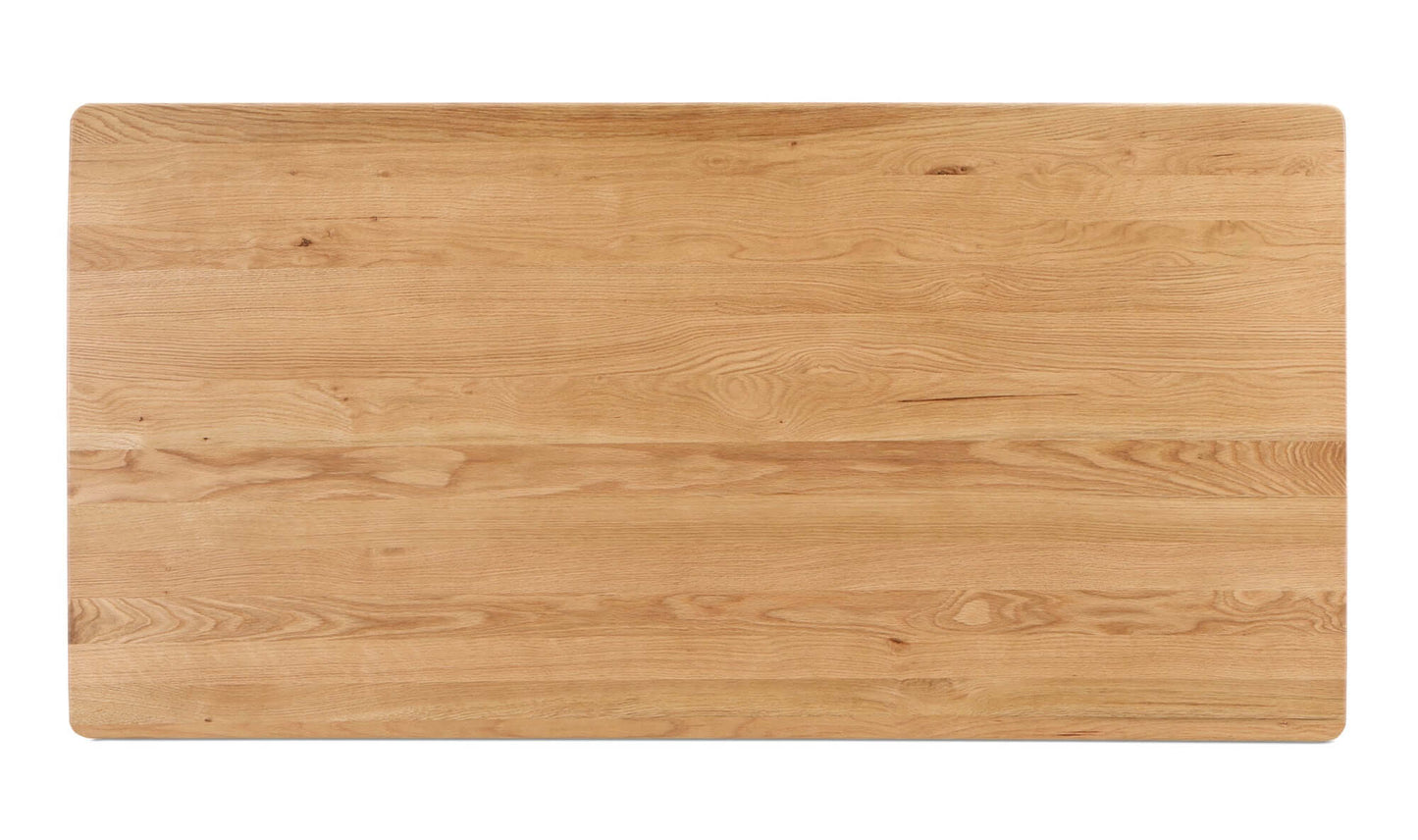 Top view of the Godenza oak rectangular dining table highlighting the natural wood grain.