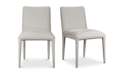 Pair of Calla Light Grey Dining Chairs from Moe's Home Collection, showcasing front view with elegant upholstery.