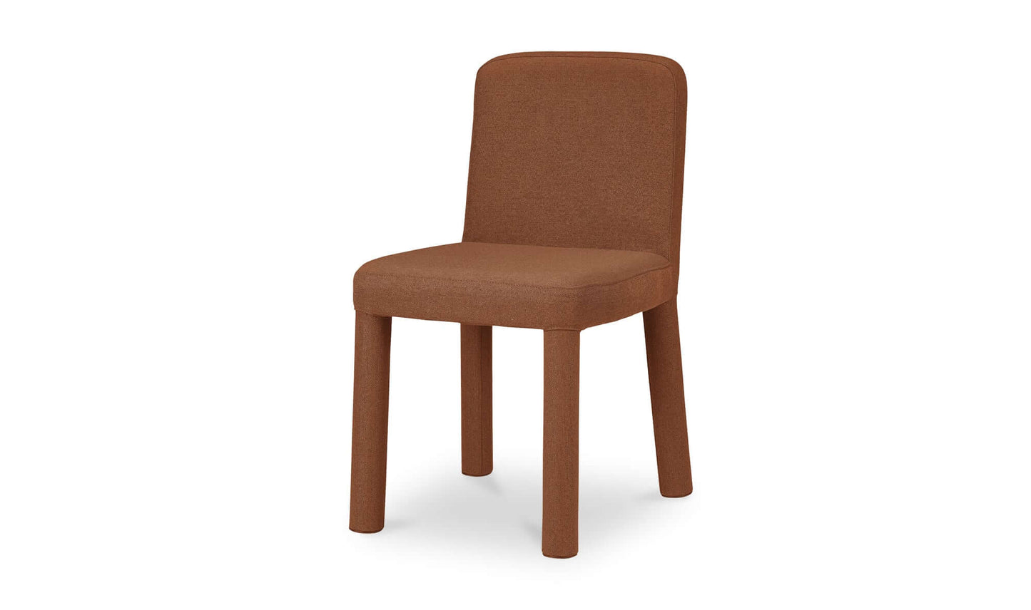 Angled side view of the Place Rust Dining Chair by Moe's Home Collection, showing sleek design.