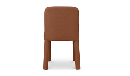 Back view of the Place Rust Dining Chair by Moe's Home Collection in rust-colored upholstery.