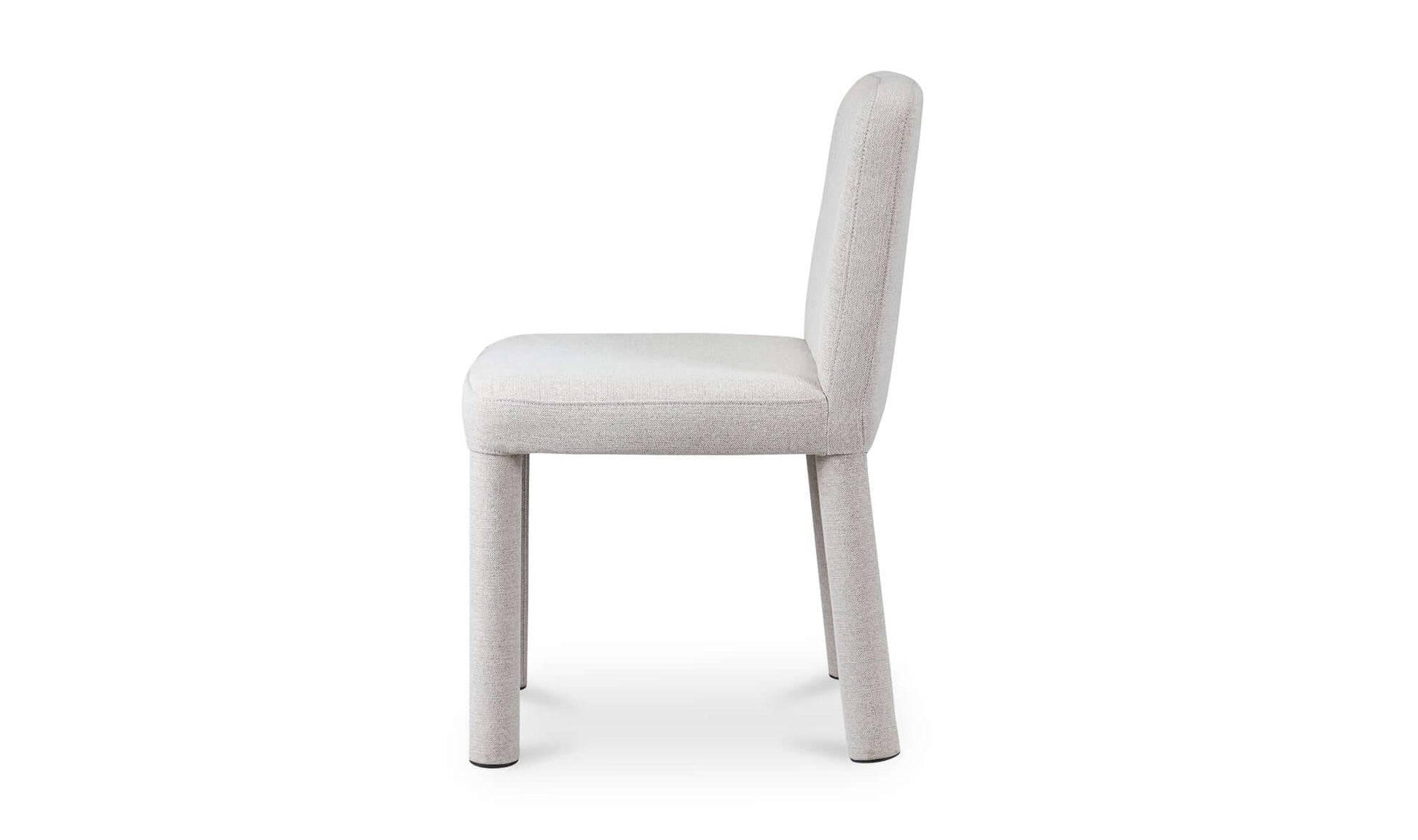 Side profile of the Place Light Grey Dining Chair highlighting its sleek lines.