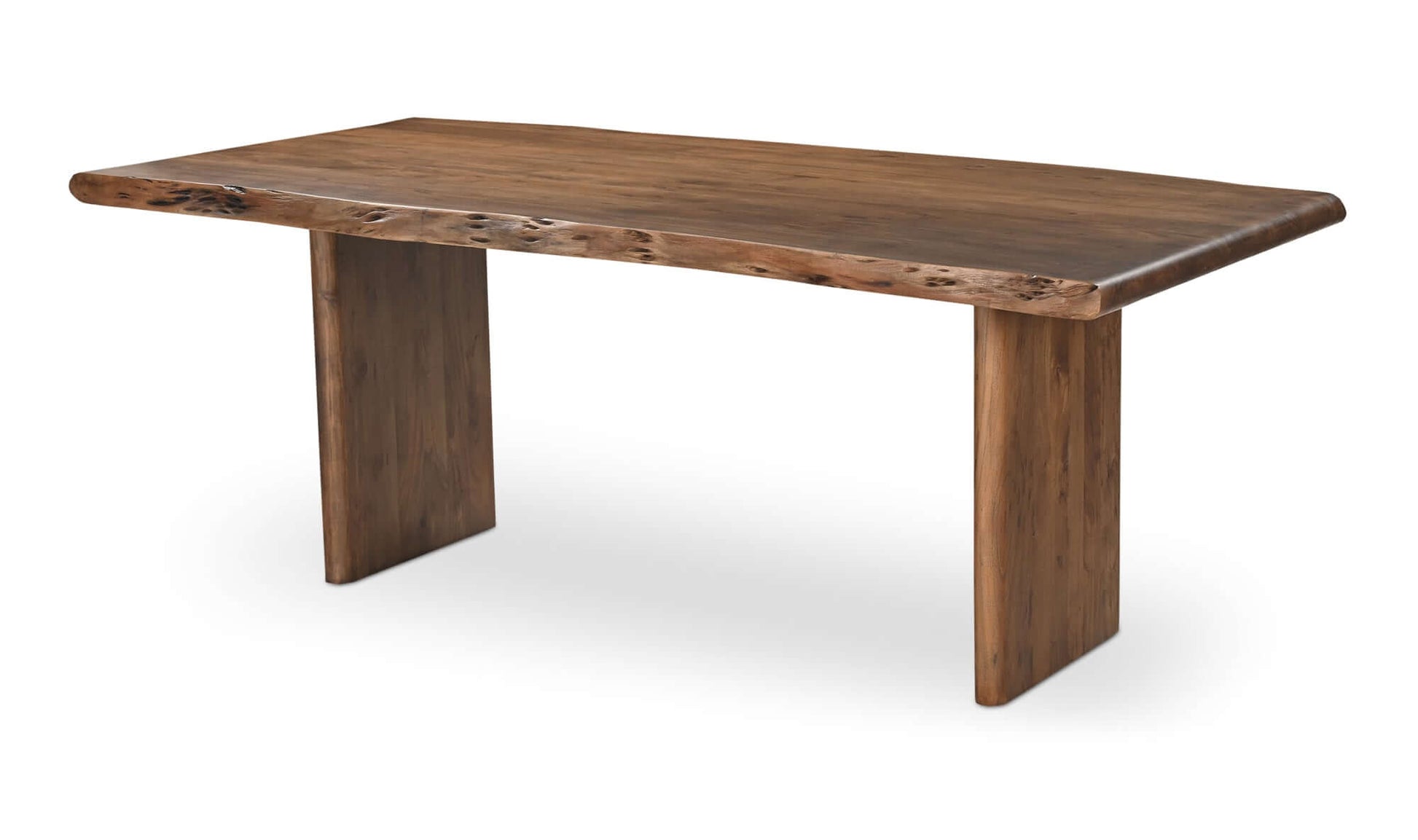 The Lila Small Dining Table Brown set up in a modern dining space, showcasing its natural beauty and design.