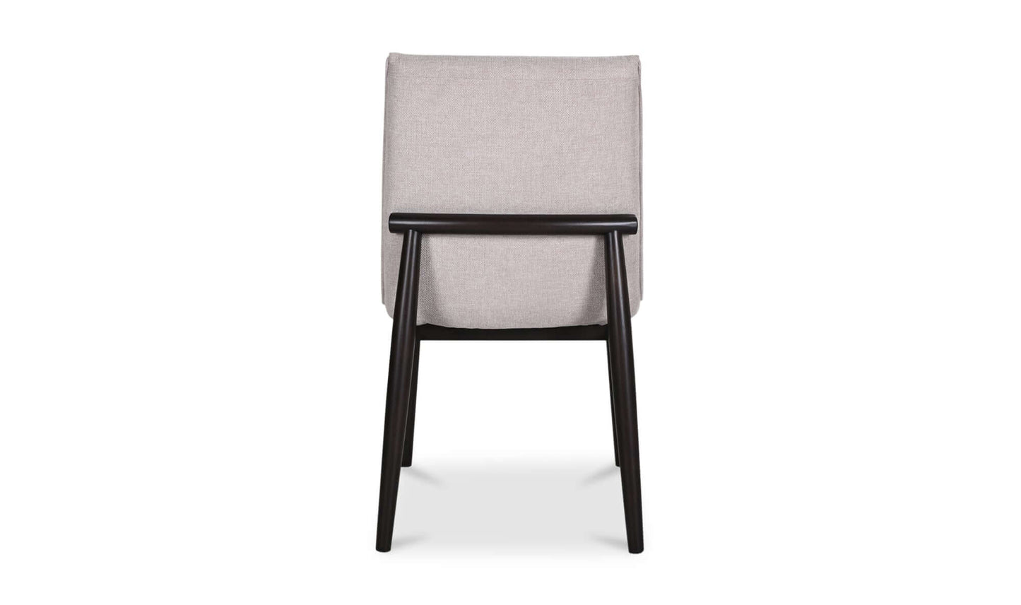 Back view of Charlie dining chair featuring the durable rubberwood construction.