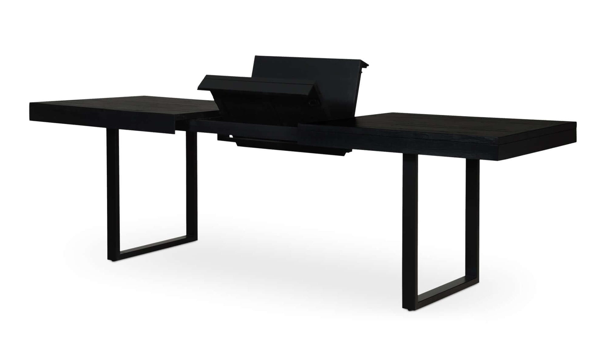 Ben Extension Dining Table Black with Butterfly Extension Mechanism in Open Position