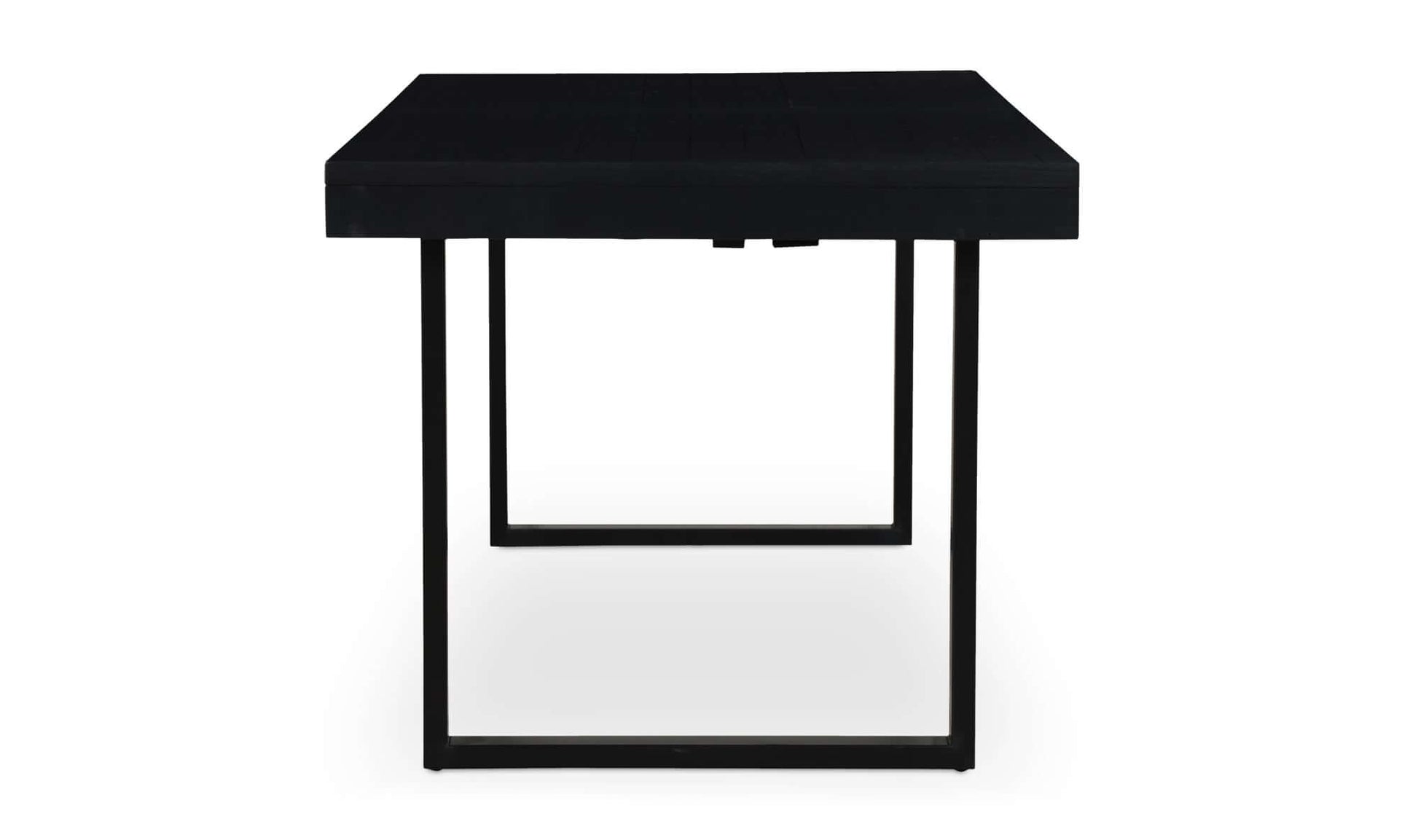 The Ben Extension Dining Table in black, showcasing its sleek and sturdy black metal base, perfect for modern interiors.