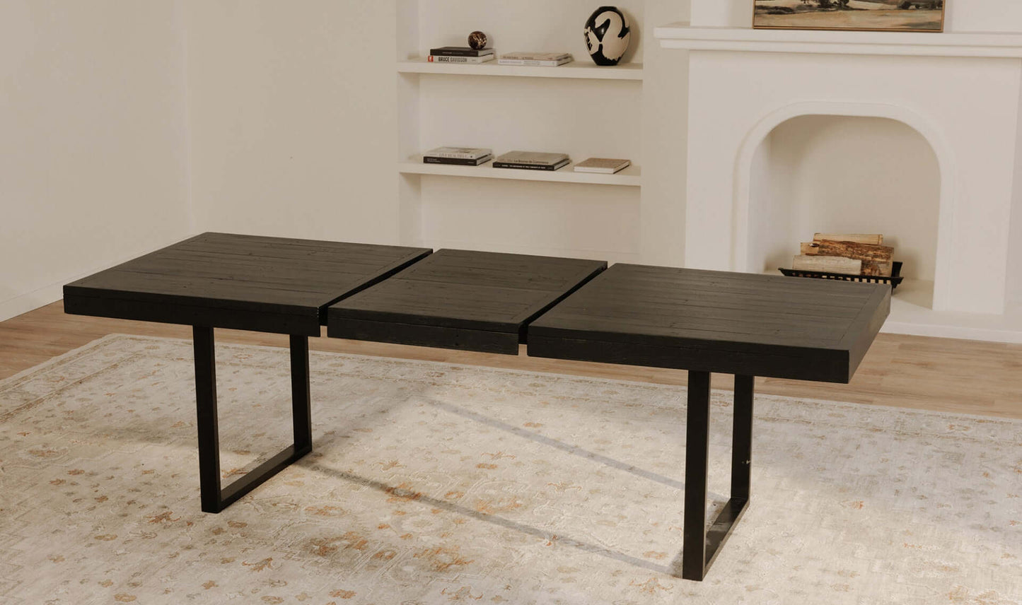 Ben Extension Dining Table Black Extended to Full Length with Seating for 10