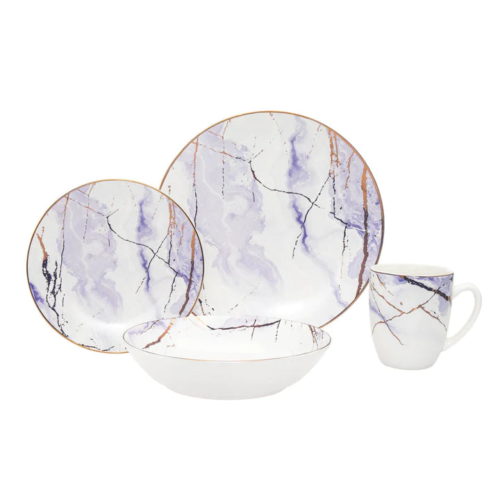 Contemporary white and purple plates