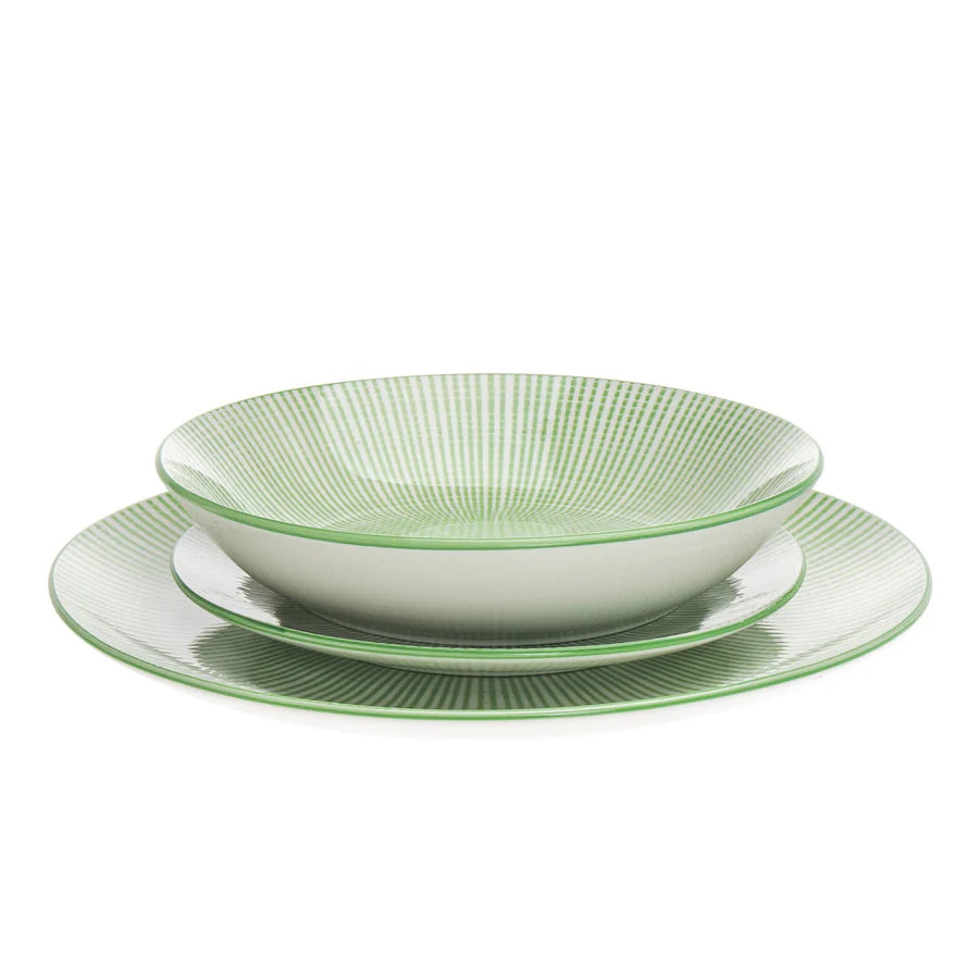 Laura Green Porcelain 12 Piece Dinnerware Set, Service For 4