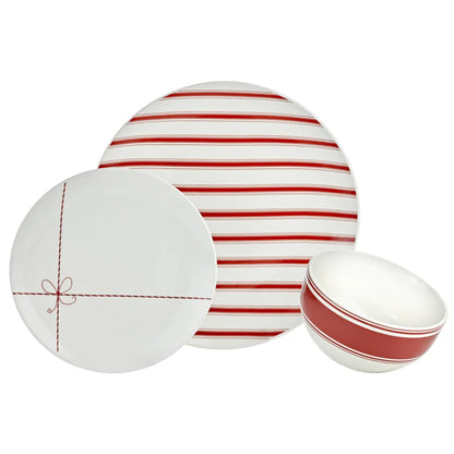 Holiday Present Porcelain 12 Piece Dinnerware Set, Service For 4