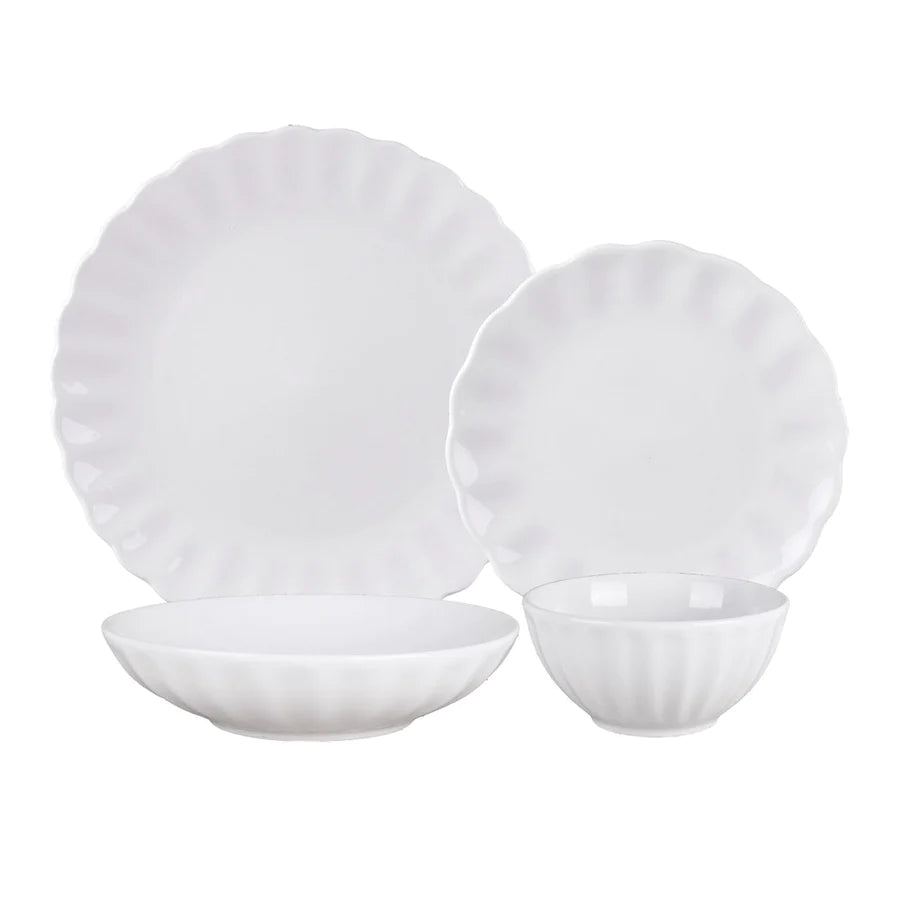 Viera Porcelain 16 Piece Dinnerware Set, Service for 4