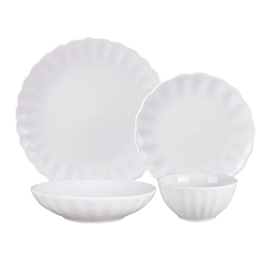 Viera Porcelain 16 Piece Dinnerware Set, Service for 4