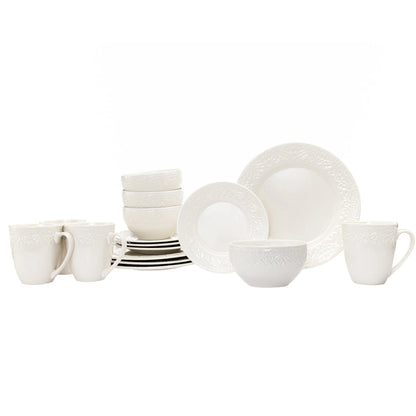 Florence Porcelain 16 Piece Dinnerware Set, Service For 4