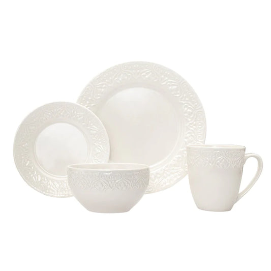 Florence Porcelain 16 Piece Dinnerware Set, Service For 4