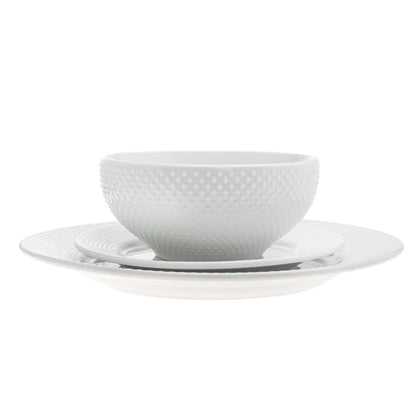 Pique Plain Porcelain 16 Piece Dinnerware Set, Service for 4