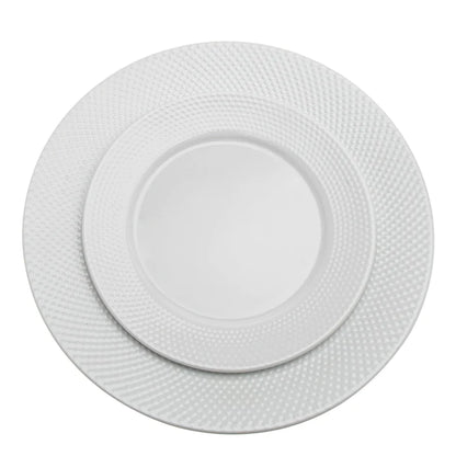 Pique Plain Porcelain 16 Piece Dinnerware Set, Service for 4