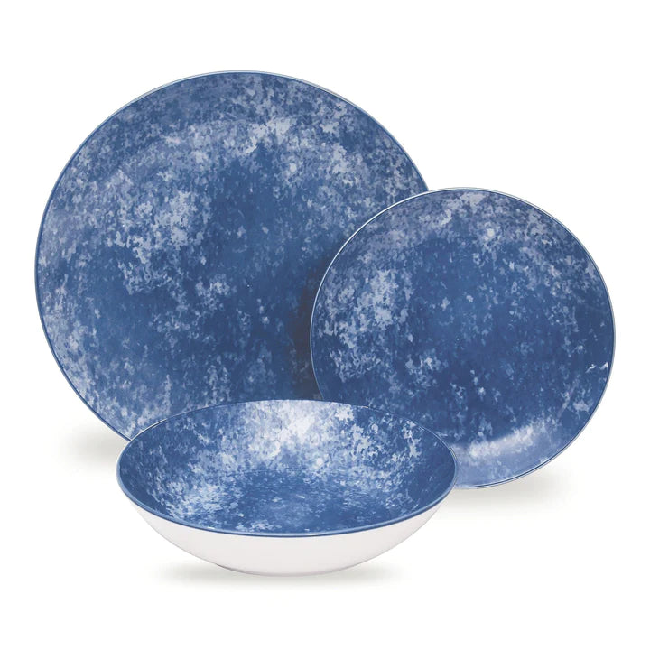 blue dinnerware set