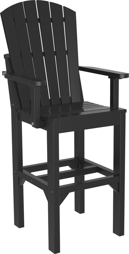 Black Adirondack Bar Arm Chair, versatile and striking, perfect for minimalist decors.