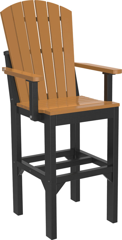 Cedar & Black Adirondack Bar Arm Chair, showcasing a warm tone with bold accents.