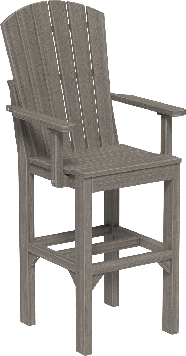 Coastal Gray Adirondack Bar Arm Chair, embodying the serene hues of a seaside escape.