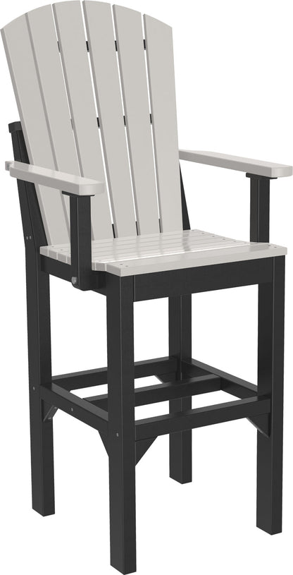 Dove Gray & Black Adirondack Bar Arm Chair, a sleek choice for modern outdoor spaces.