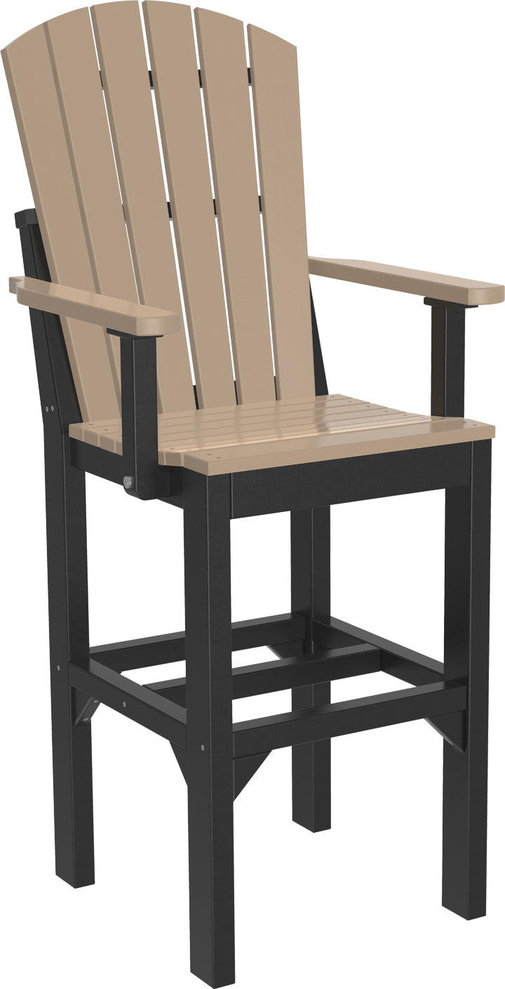 Weatherwood & Black Adirondack Bar Arm Chair, a rustic yet polished outdoor seating option