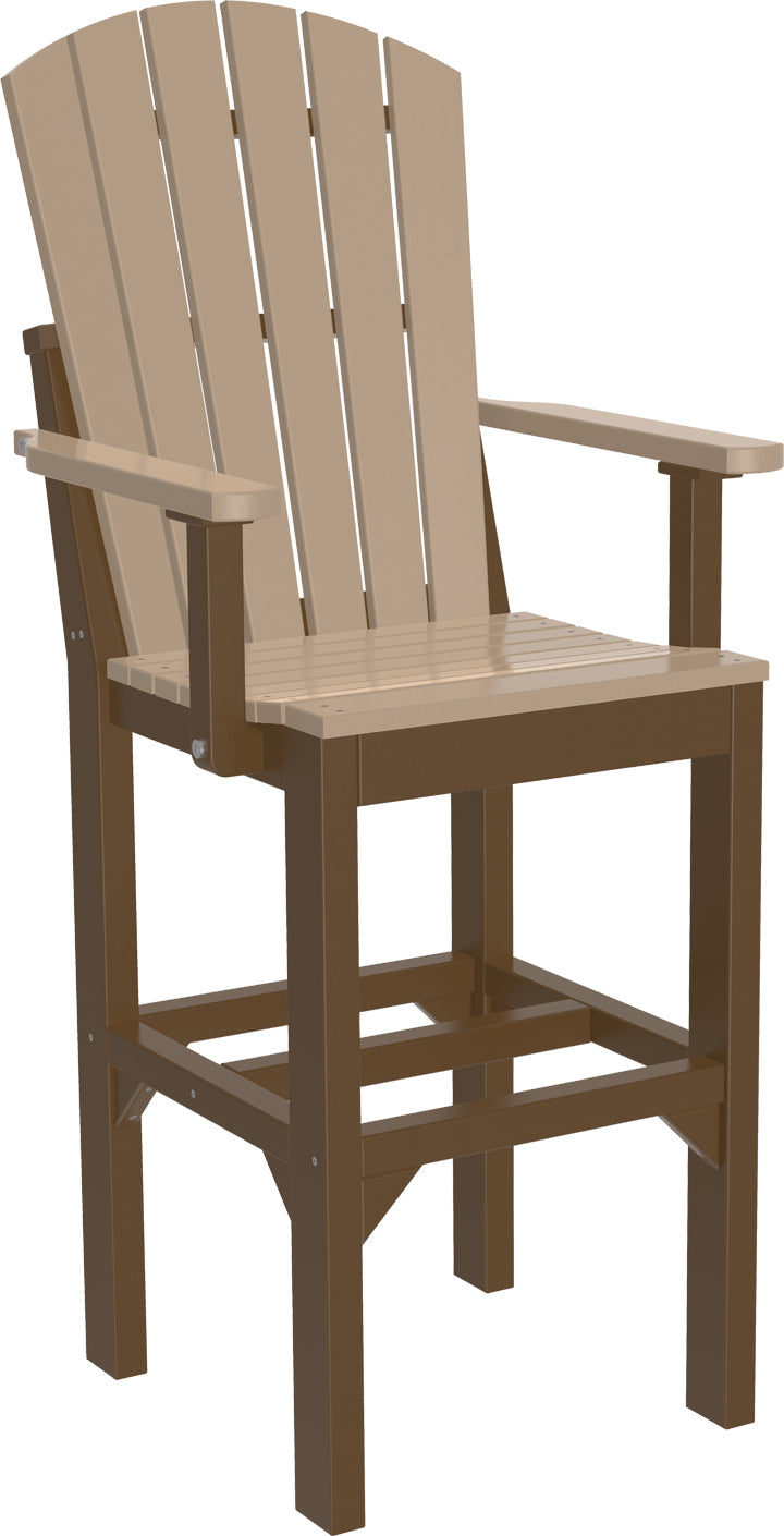 Weatherwood & Chestnut Brown Adirondack Bar Arm Chair, warm tones for a welcoming space.