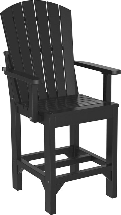 A sleek and modern Adirondack counter arm chair in black, ideal for any outdoor setting.