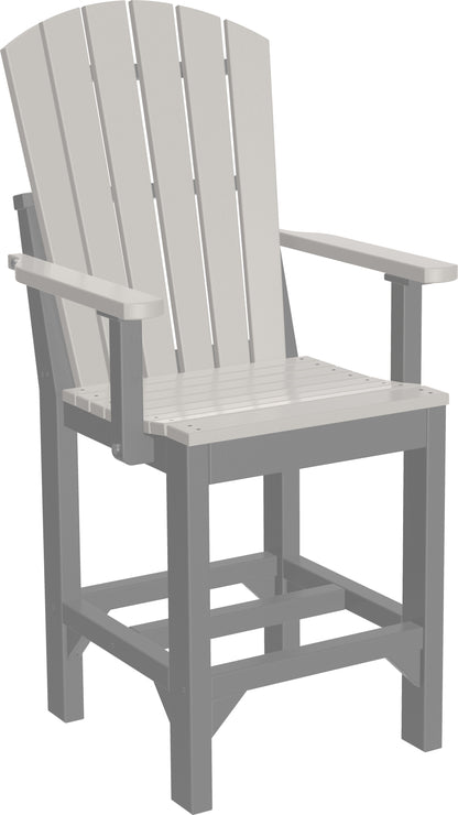 Counter-height Adirondack armchair featuring a dove gray seating area, paired with a slate-colored frame.