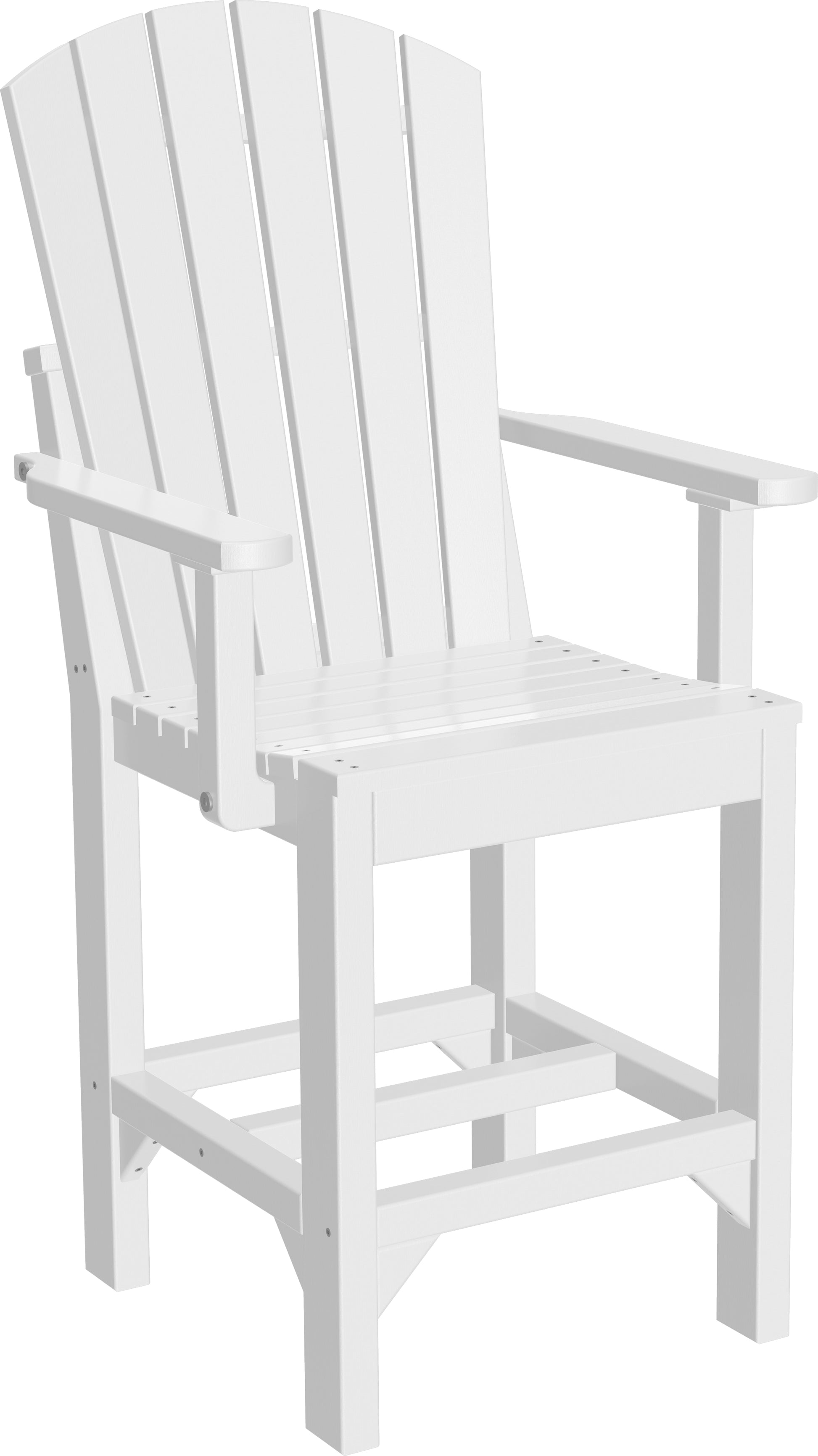  Counter-height Adirondack armchair in a clean white tone.