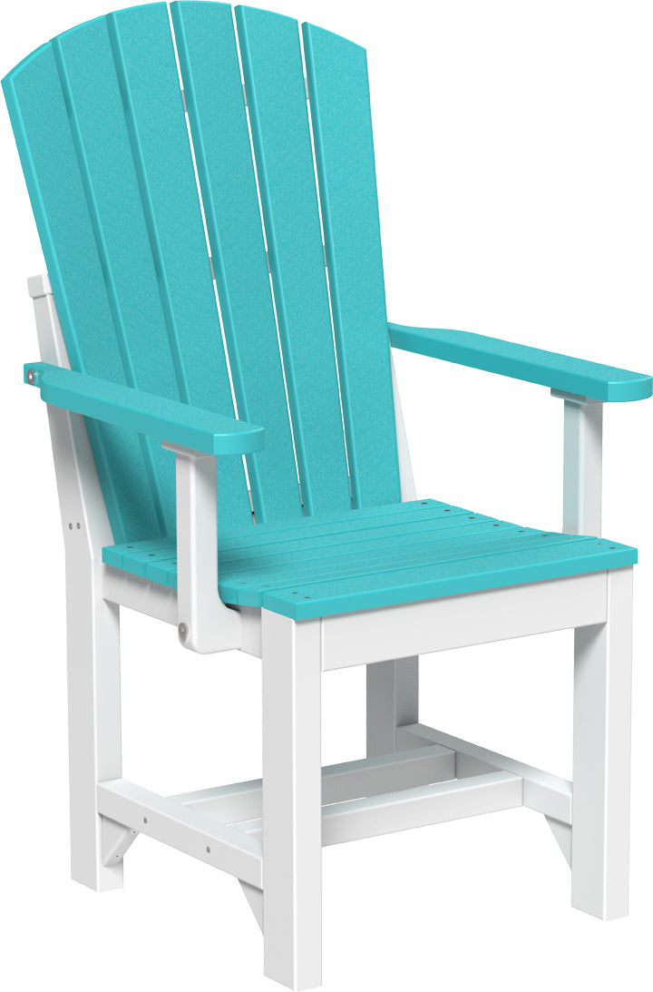 Bright Aruba Blue Adirondack Dining Arm Chair, bringing a pop of color to the dining experience.