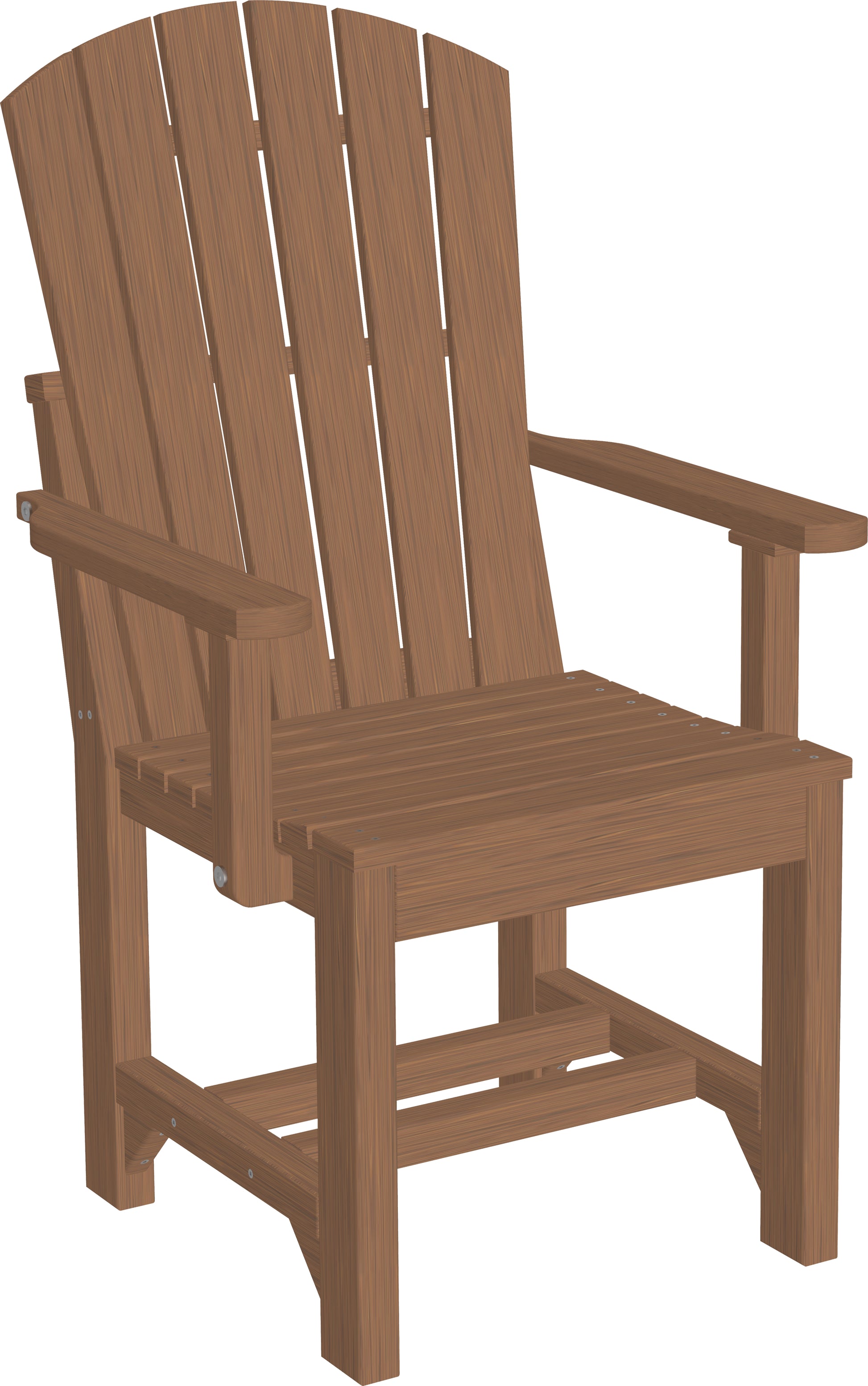 Antique Mahogany Adirondack Dining Arm Chair, perfect for elegant outdoor dining.