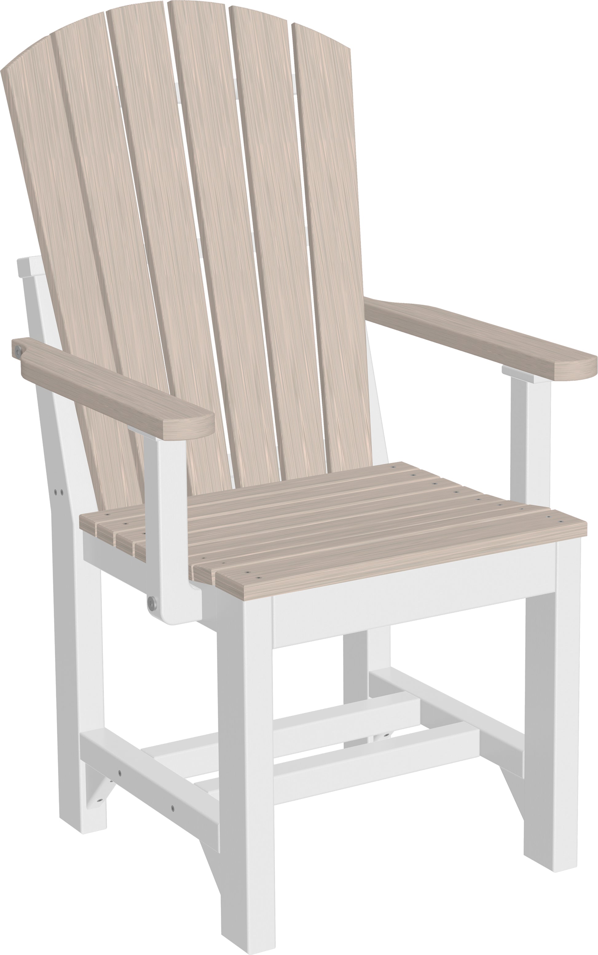 Birchwood & White Adirondack Dining Arm Chair, refreshing and clean look for any patio.