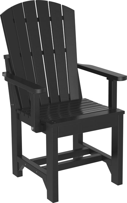 Sophisticated Black Adirondack Dining Arm Chair, a versatile addition to any outdoor dining area.