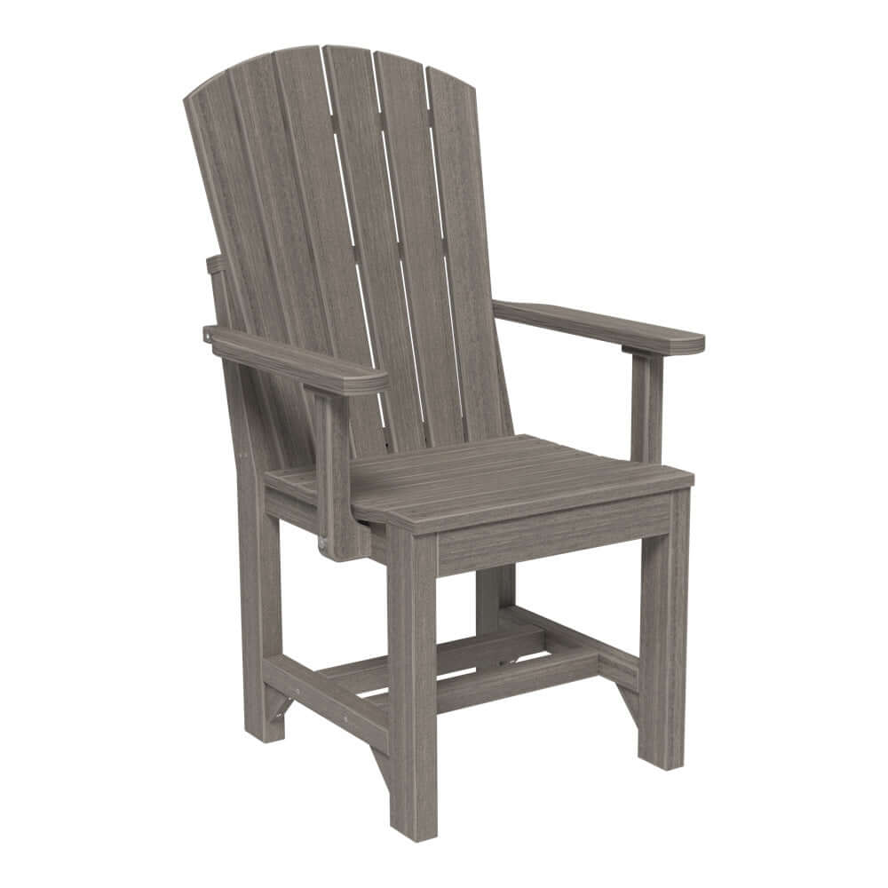 Coastal Gray Poly Adirondack Dining Chair on a white background, emphasizing its contemporary look and functional appeal.