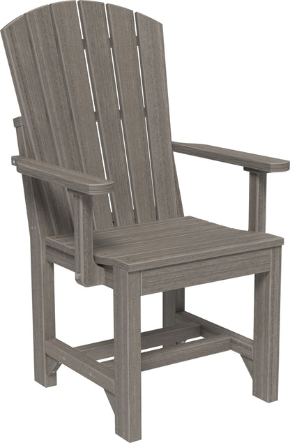 Coastal Gray Adirondack Dining Arm Chair, embodying cool, understated style for outdoor meals.