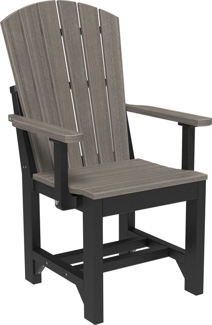 Coastal Gray & Black Adirondack Dining Arm Chair, a sleek and contemporary seating choice.