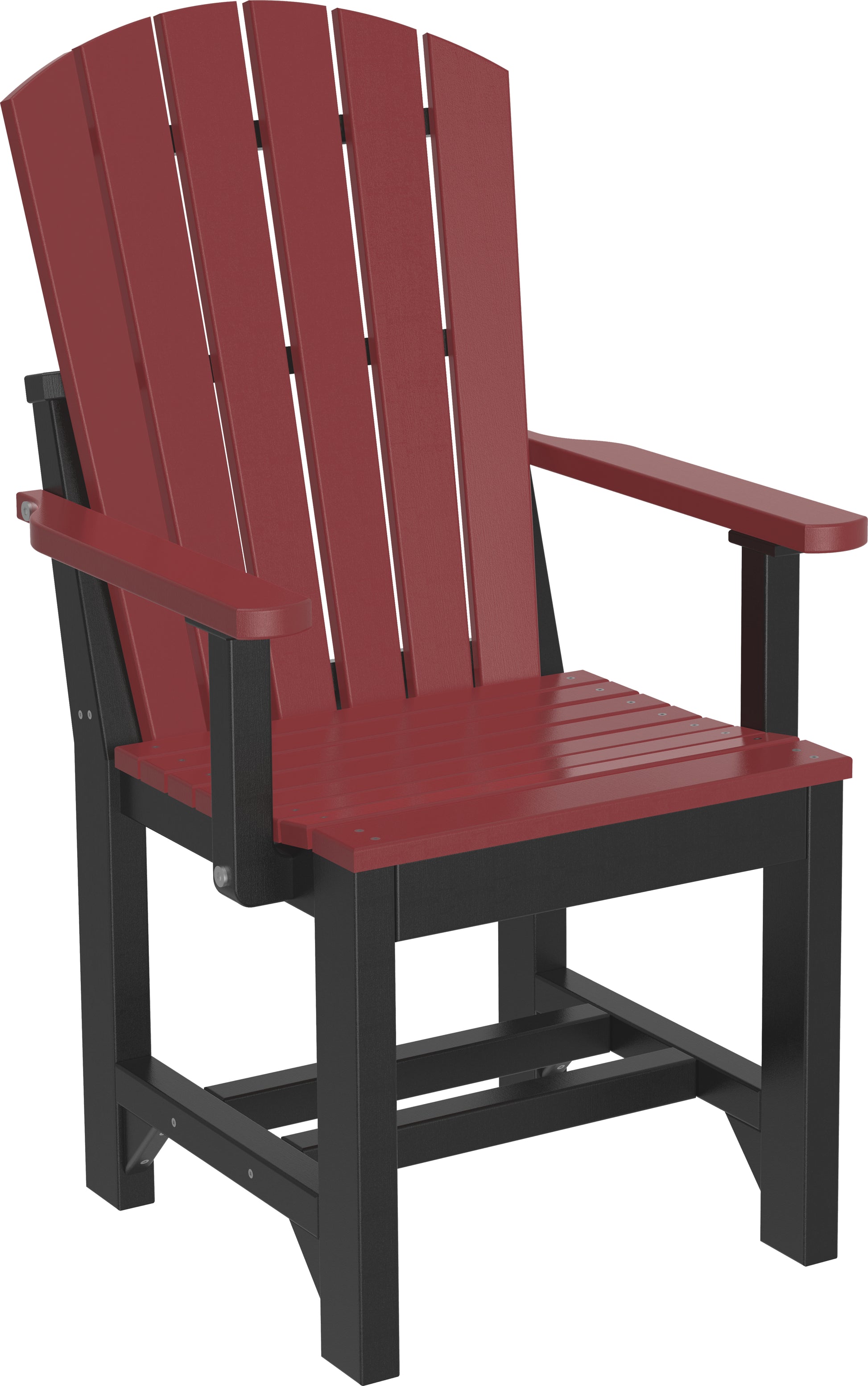 Elegant Cherrywood & Black Adirondack Dining Arm Chair, combining deep wood tones with bold accents.