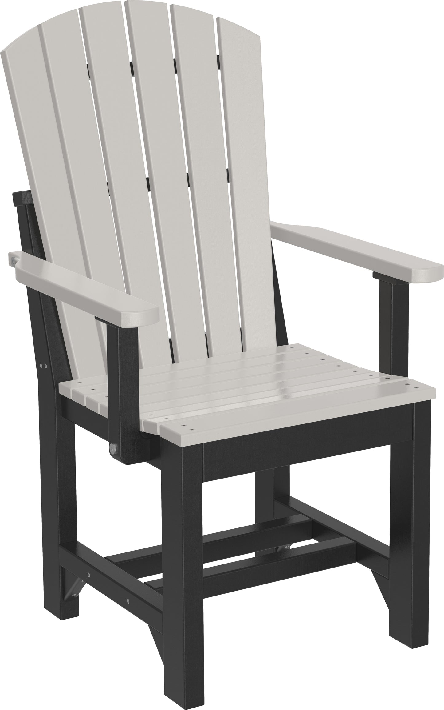 Subtle Dove Gray & Slate Adirondack Dining Arm Chair, for a sophisticated outdoor dining setup.