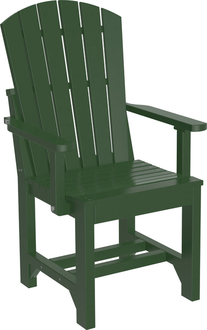 Vibrant Green Adirondack Dining Arm Chair, reminiscent of lush gardens and comfortable dining.